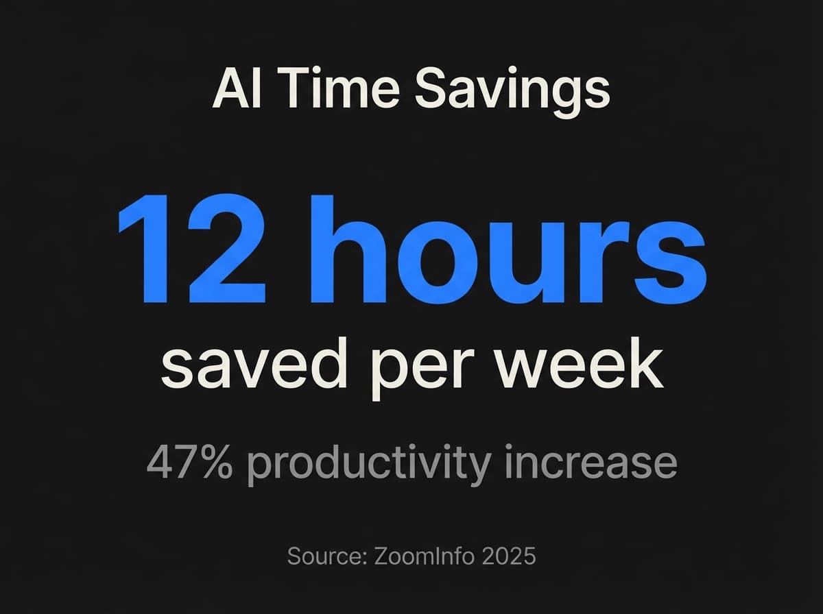 AI sales assistant time savings: 12 hours saved per week with 47% productivity increase according to ZoomInfo 2025